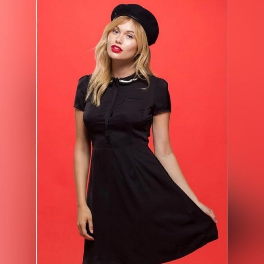 Betty and Veronica x Christian Francis Roth, Black Beaded Collar Dress | 6
